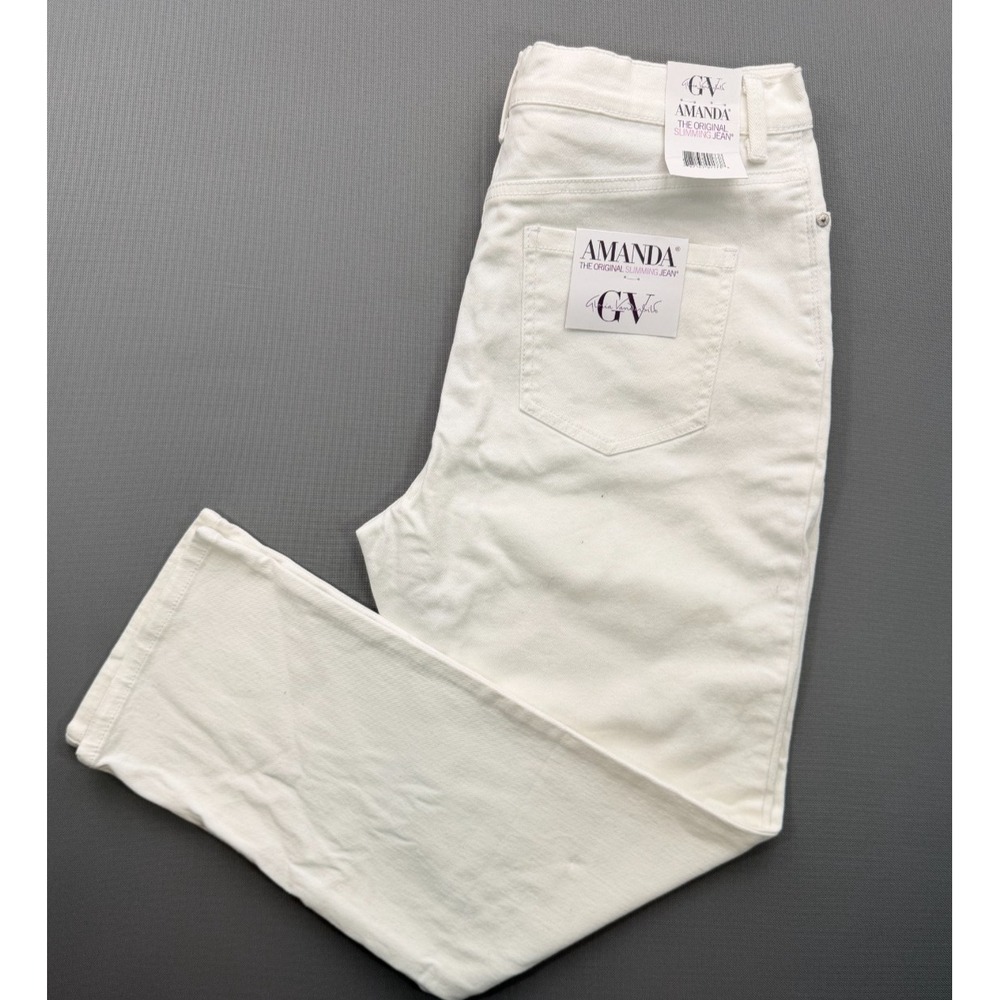 Gloria Vanderbilt Amanda Jeans White Slimming Stretch NWT | Women's 12 Short